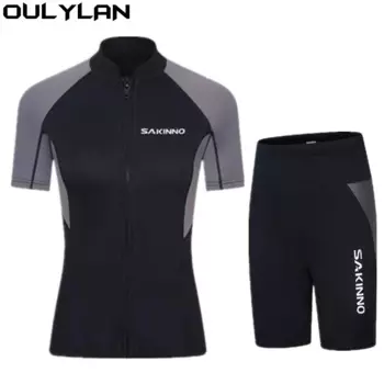 Двухмм гидрокостюм Oulylan с коротким рукавом, парный разделитель, костюм для подводного плавания, защита от солнца для подводного плавания, Сноркелинга, серфинга, плавания