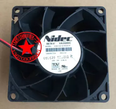 Двухпроводный Вентилятор охлаждения сервера Nidec V35132-51RCK1F VA300AC DC 24 В 0.45A 80x80x38 мм
