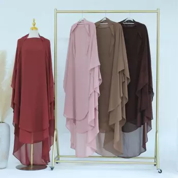 Двухслойный шифоновый большой Khimar женский Рамадан Eid исламский шарф Djellaba Niqab Турция молитвенная одежда Паранджа Abaya платье