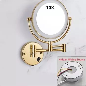 Двухстороннее косметическое зеркало с подсветкой, круглое