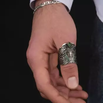 Двухстороннее серебряное кольцо с орлом регулируемое кольцо для большого пальца Zihgir без размера подарок мужские кольца ручной работы кольцо с зеленым цирконием