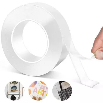 Двусторонняя клейкая нано-лента, многоразовая Водонепроницаемая сверхпрочная настенная полоска, прозрачная Монтажная лента, 20-50 мм, 1-5 м