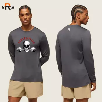 Дышащая футболка с длинным рукавом для спортзала на открытом воздухе, мужская одежда, модная повседневная летняя спортивная рубашка с длинным рукавом с принтом штанги