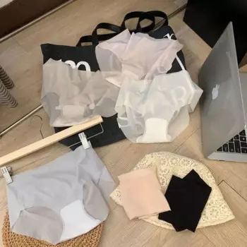 Дышащие женские трусики, ультратонкие кружевные ледяные шелковые трусики для девочек, антибактериальные трусики со средней посадкой