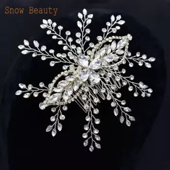 DZ086 Silver Rhinestone Wedding Hair Combs Hair Accessories for Women Tiara Party Hairpins Crystal Bridal Headpiece Hair Clips