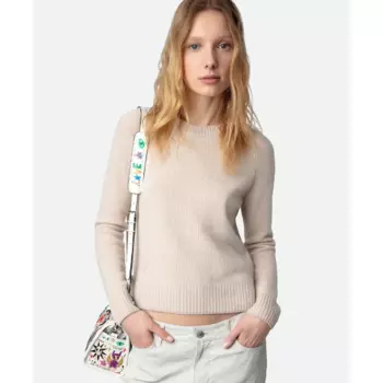 Джемпер женский шерстяной с круглым вырезом, 2024 кашемир