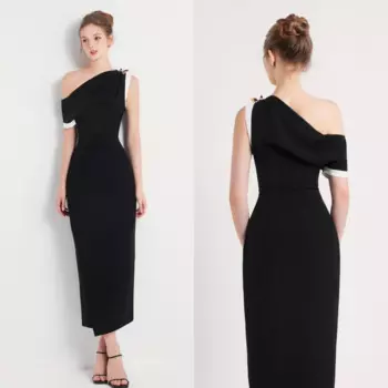 Джерси с блестками и рюшами на День святого Валентина, трапециевидное платье на одно плечо, платье миди на заказ