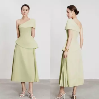 Джерси с рюшами на день рождения, трапециевидное платье на одно плечо, платье миди на заказ