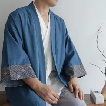 Джинсовая хлопковая куртка Hanfu для весны и осени, китайский ветрозащитный кардиган, куртка с перьевым плетением, одежда Дао, подходящий цвет, большой размер