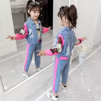 Джинсовая куртка и джинсы для девочек, на весну и осень