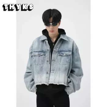 Джинсовая куртка мужская хлопковая, Уличная Повседневная Классическая Свободная джинсовая куртка в стиле хип-хоп, ковбойская верхняя одежда, зима