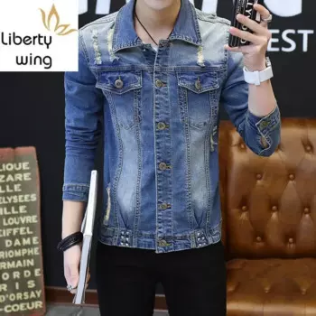 Джинсовая куртка мужская в стиле High Street, Повседневная джинсовая куртка в ковбойском стиле, размеры 3XL, весна-осень