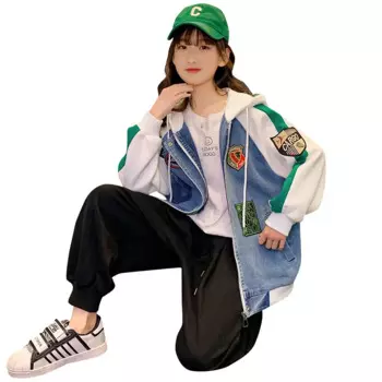 Джинсовая куртка с капюшоном для девочек и мальчиков