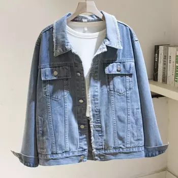 Джинсовая куртка женская потертая, винтажная ковбойская верхняя одежда, Короткая свободная джинсовая куртка с большими карманами, весна-осень