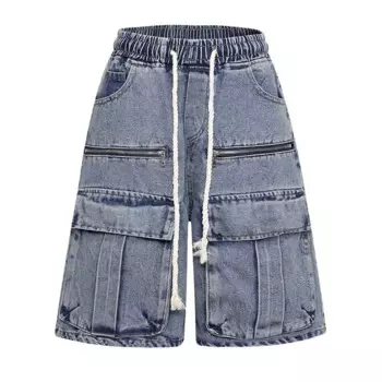 Джинсовые шорты-карго в стиле хип-хоп