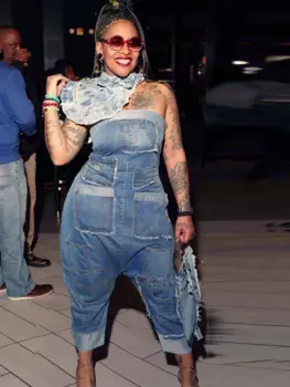 Джинсовый комбинезон без бретелек, повседневный джинсовый женский комбинезон с широкими перекрестными брюками и карманами, женский летний сексуальный комбинезон без рукавов