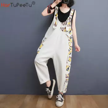 Джинсовый комбинезон для женщин, осень 2021, с буквенным принтом, длиной до щиколотки, мешковатые комбинезоны с ремнем, свободные джинсы, размер M ~ 2XL, комбинезоны с высокой талией