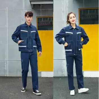 Джинсовый Рабочий Комбинезон, светоотражающая полосатая джинсовая куртка, брюки, Автомобильный ремонтный мужской костюм для электросварки, Рабочая Униформа 4XL