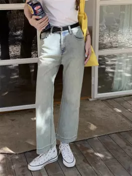 Джинсы Alien Kitty женские прямые свободные, офисная одежда, шикарные облегающие повседневные джинсы из денима с завышенной талией, осень 2023