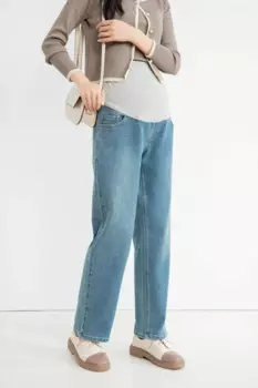 Джинсы для беременных, широкие, прямые, весна-осень