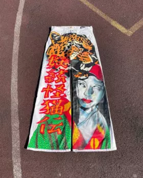 Джинсы Harajuku широкий брючный Tiger с широкими штанинами, модная уличная одежда Y2k деним джинсы мужские парные брюки с высокой талией