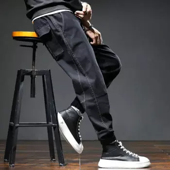 Джинсы-карго мужские конические, модные брюки-джоггеры с соединением, уличная одежда в стиле хип-хоп, зауженные штаны, брюки большого размера 7XL, весна-осень