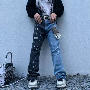 Джинсы-клеш мужские, зауженные, черные, синие