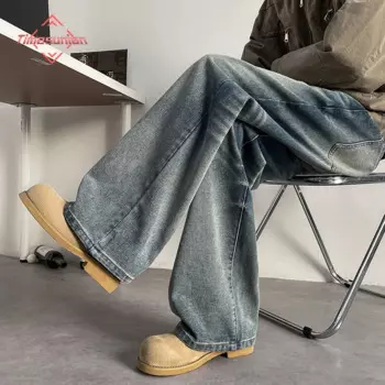 джинсы мужские джинсы широкие широкие джинсы Мужские черные джинсы большого размера 8XL Свободные брюки оверсайз с высокой талией Муж Свободные джинсовые брюки больших размеров Синие мужские джинсовые брюки