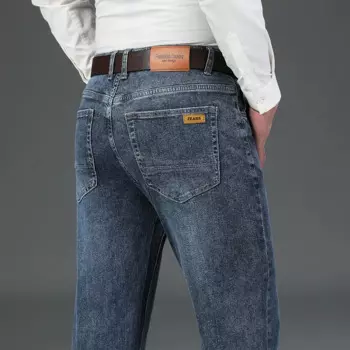 Джинсы мужские прямые с высокой талией, из 95% хлопка