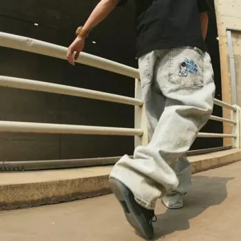 Джинсы мужские с вышивкой в стиле хип-хоп