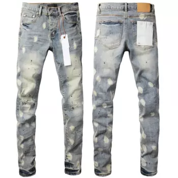 Джинсы мужские Стрейчевые облегающие, рваные брюки до колен, Универсальные джинсовые штаны, в стиле High Street, фиолетовые