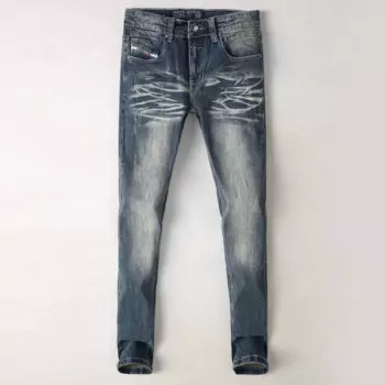 Джинсы мужские Стрейчевые в винтажном стиле, модные рваные джинсы в итальянском ретро стиле, Стрейчевые брюки Slim Fit, черные синие