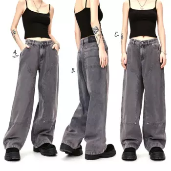 Джинсы мужские свободные в винтажном стиле, Y2k