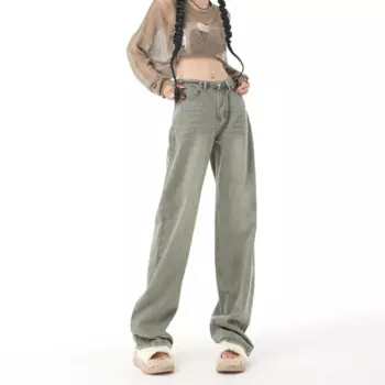 Джинсы прямые на пуговицах с завышенной талией, винтажные уличные штаны из денима, Легкие синие джинсы, длинные брюки для работы, летние синие Капри, Y2k