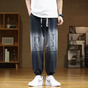 Джинсы с надписью, Осенние штаны, штаны, штаны с принтом, Джокер, свободные джоггеры, мужские спортивные брюки, мешковатые штаны
