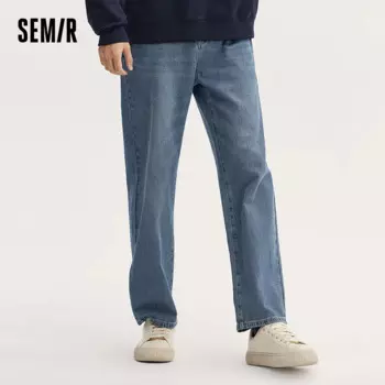Джинсы Semir мужские с текстурированной вышивкой, Модные свободные прямые длинные брюки с широкими штанинами, осень 2024