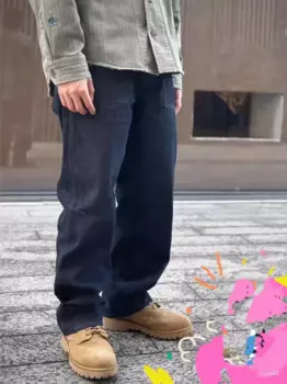 Джинсы VISVIM CARPENTER PANTS, окрашенные грязью джинсы с кромкой