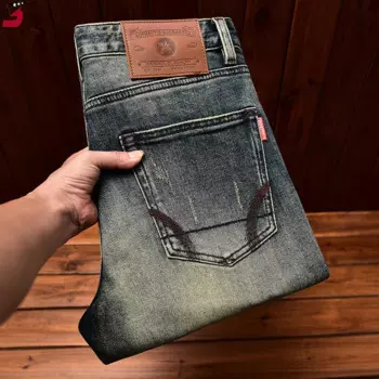 Джинсы высокого качества мужские уличные модные облегающие осенне-зимние повседневные универсальные и красивые ретро ностальгические мотоциклетные брюки