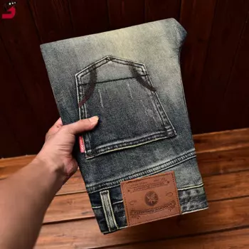 Джинсы высокого качества мужские уличные модные облегающие осенне-зимние повседневные универсальные и красивые ретро ностальгические мотоциклетные брюки