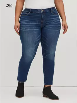 Джинсы женские прямые с завышенной талией, 100 кг