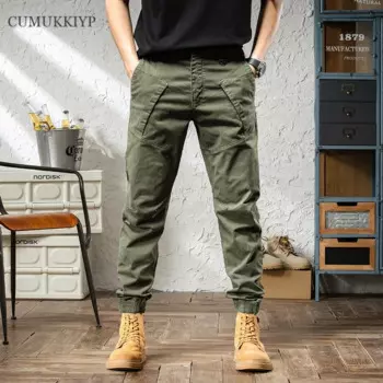 Джоггеры-карго мужские, повседневные спортивные штаны с несколькими карманами, уличная одежда, тактические серые спортивные штаны, зеленые, Y2k