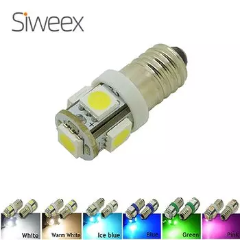 E10 5 SMD 5050 Светодиодная лампа Белый Теплый Синий Зеленый Розовый Iceblue Lights MES Миниатюрные винтовые лампы для LIONEL DC 12 В