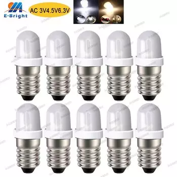 E10 Фонарики Лампа 10PCS AC 3V 4.5V 6V 6.3V Светодиодный фонарь Велосипед Аварийные рабочие фонари Старый радиосвет E10 Винт Миниатюрный светодиодный фонарь
