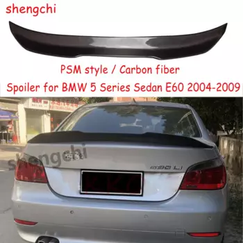 E60 PSM Стиль Настоящее углеродное волокно задний спойлер багажника для BMW 5 серии седан E60 520i 523i 525i 528i 530i 540i спойлер 2004-2009