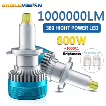 EAGLEVISION 360 800W Светодиодный лампочки для фар головного света для автомобилей hb3 светодиодный ближний свет головного света 6000K 12v 24v H7 H11 H1 H4 9005 9006
