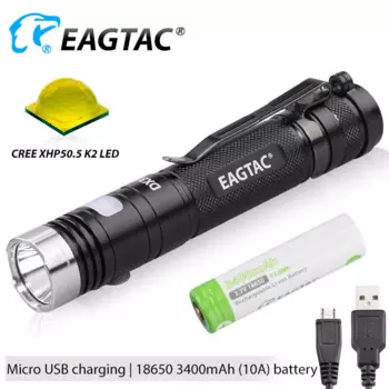 EAGTAC DX3L Micro USB Перезаряжаемые светодиодный фонарик XHP50.2 2500lm супер яркий светодиодный фонарь Лампа 18650 в комплекте
