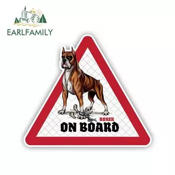 EARLFAMILY 12 см x 10,5 см, боксерские наклейки на автомобиль, наклейки на собаки, аксессуары для домашних животных, Предупреждение ждающие знаки для собаки, забавные наклейки