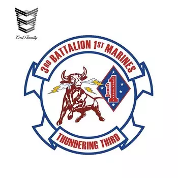 EARLFAMILY 12 см x 12 см USMC 3й батальон 1-й морской знак Военная графическая Наклейка автомобиль мотоцикл Украшение Наклейка