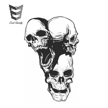 EARLFAMILY 12 см x 7,7 см черепа 3 головки 2x наклейки для грузовика гитары холодильника шлема шкафчика