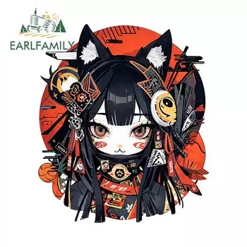 EARLFAMILY 13 см 11,2 см Пушистая кошка девочка Автомобильные Наклейки Декор кавайные графические наклейки в японском стиле кондиционер воздуха
